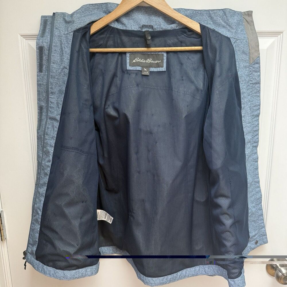 Eddie Bauer WeatherEdge Jacket Women’s M Blue Lightweight Hooded Rain Jacket - Picture 10 of 13